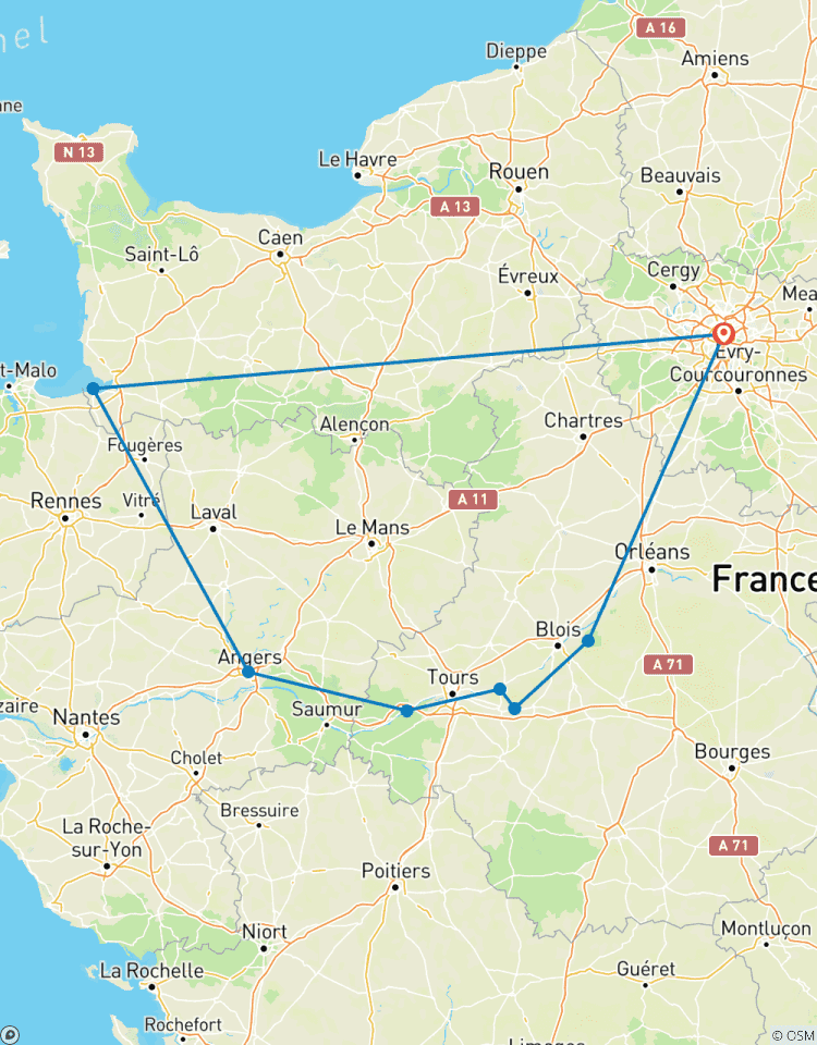 Circuito Monte Saint-Michel y Castillos del Valle del Loira: Aventura guiada de 2 días desde París con recogida en el hotel