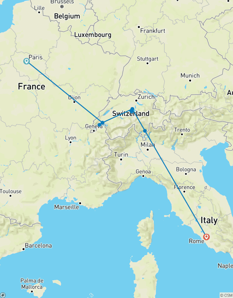 Paris to Rome by Rail Tour