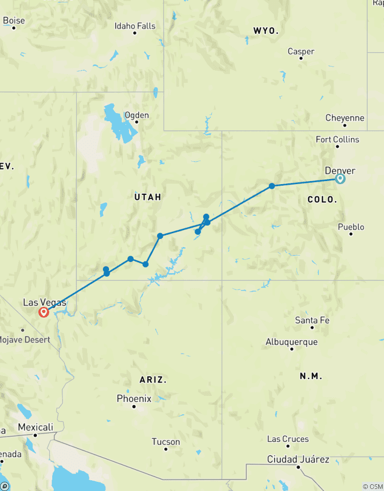 Utahs Mighty Five und die Rockies mit 2 Tagen an Bord des Canyon Spirit Zuges (Denver, CO nach Las Vegas, NV) (2026) Rundreise