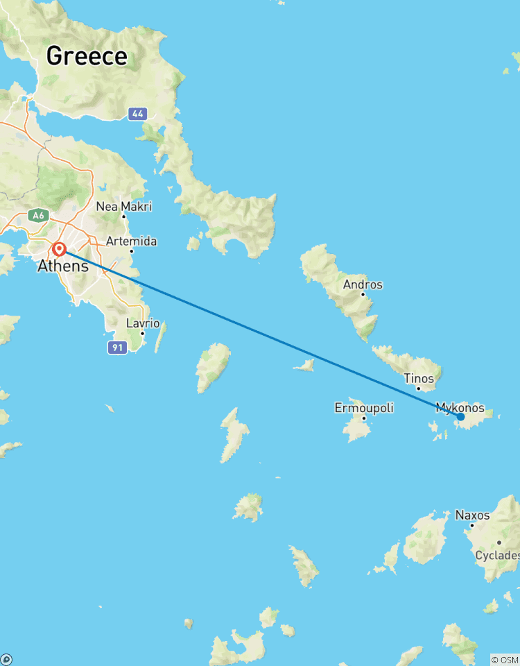 MINI MYKONOS VON ATHEN (undTransfers & Fähren) Rundreise