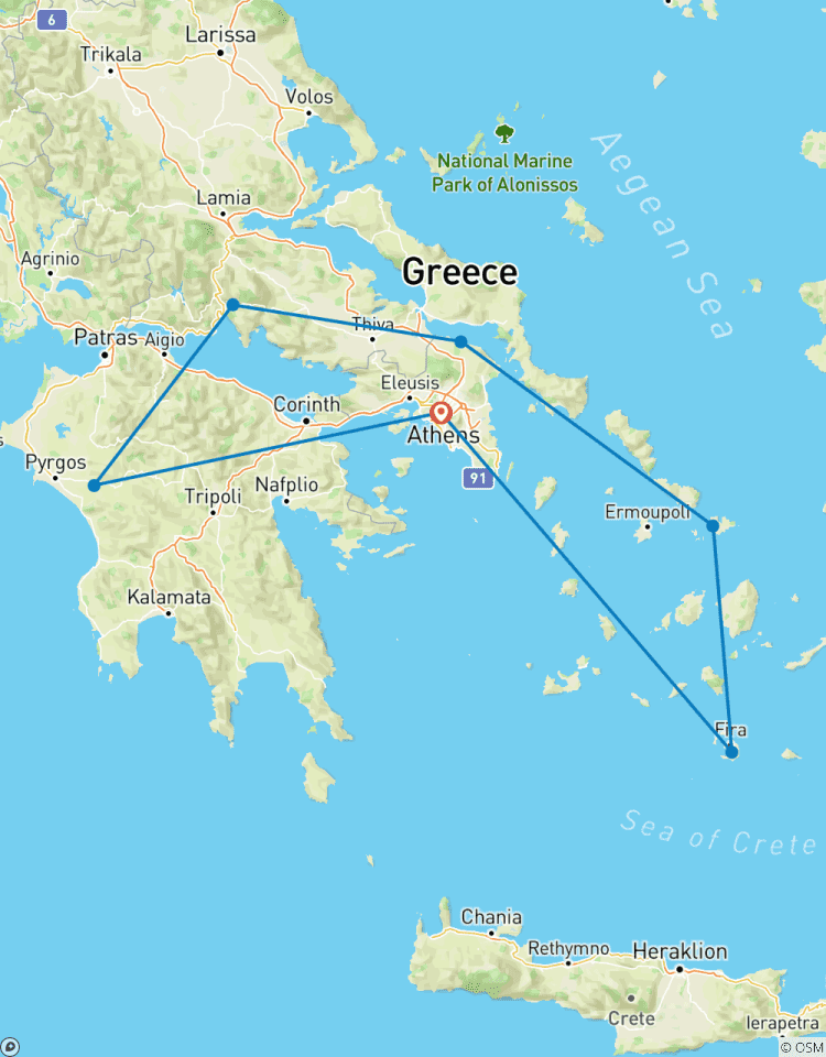 ATLAS - Athènes, Olympie, Delphes, Météores, Mykonos et Santorin. circuit