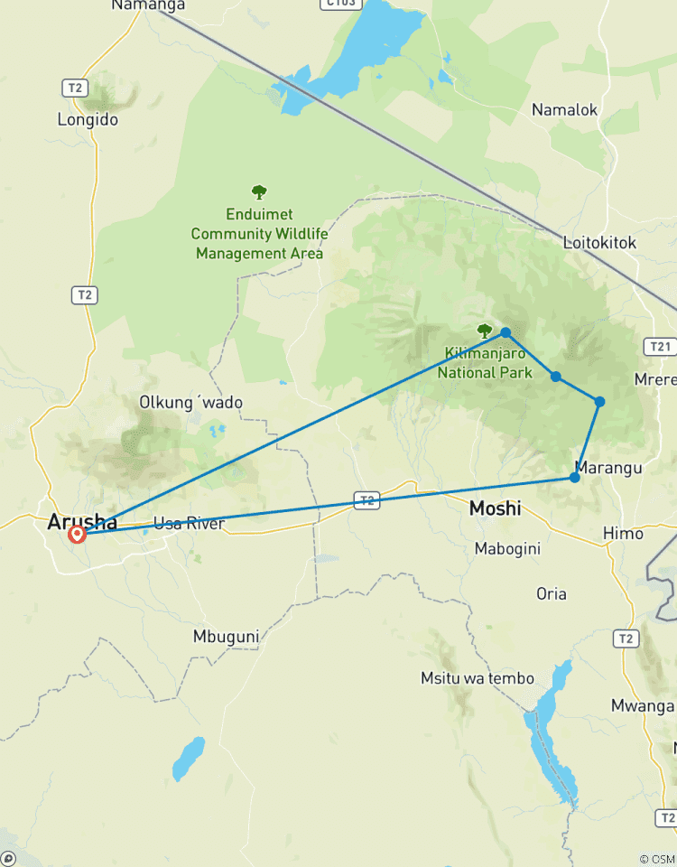 Kilimandscharo Besteigung über die Marangu Route 5 Tage Rundreise