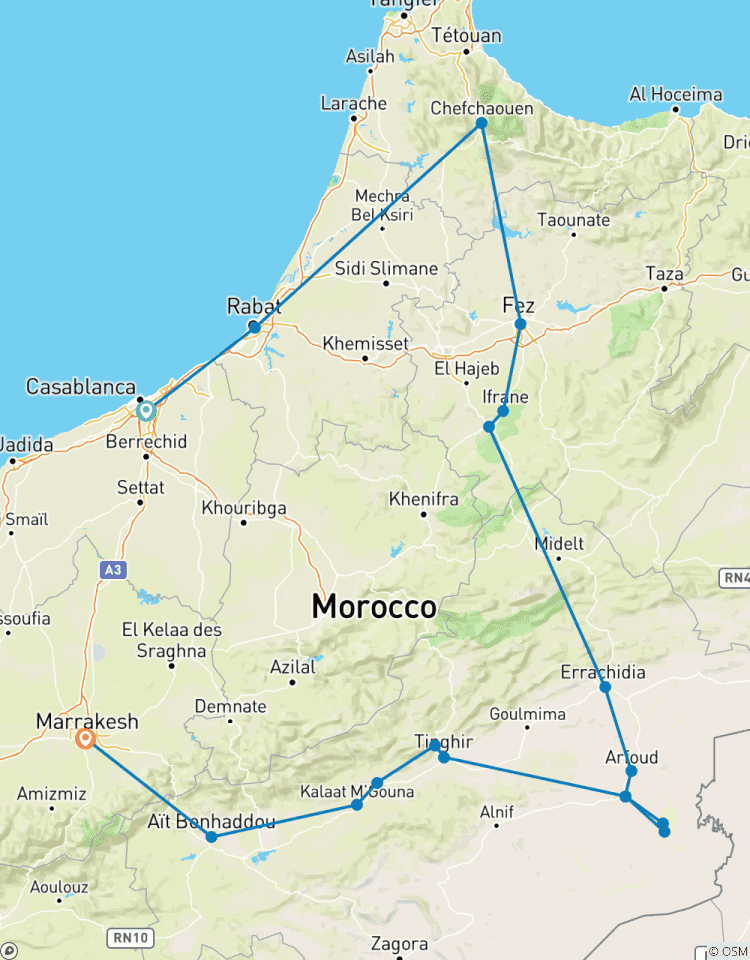 6 Tage Privatreise von Casablanca nach Marrakesch über Sahara Wüste Luxus Camp Rundreise