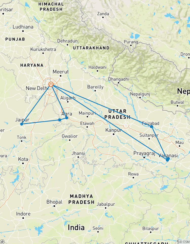 Schätze von NordIndien: Goldenes Dreieck, Varanasi und Ayodhya mit dem Zug Rundreise