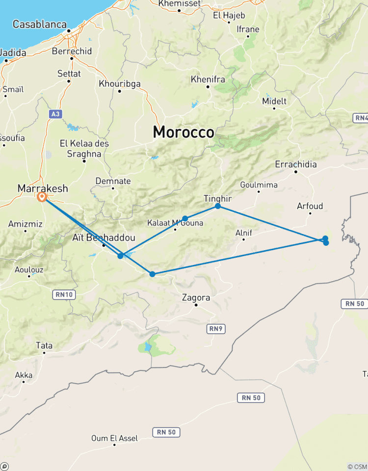 Circuit privé de 4 jours et de luxe dans le désert et au Maroc à partir de Marrakech circuit