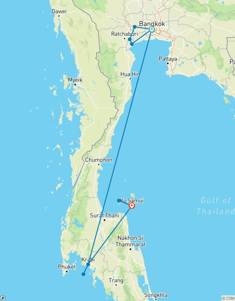 Circuito Itinerario de 10 días: Experiencias en Bangkok, Krabi y Samui