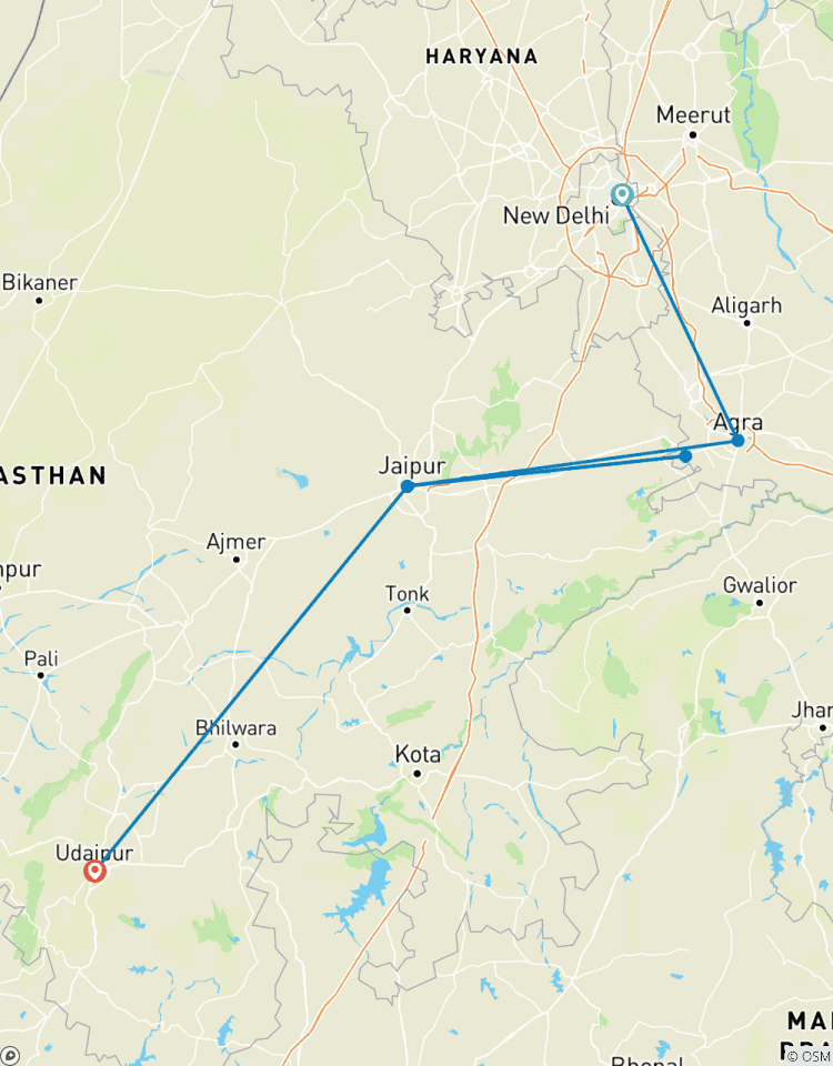Goldenes Dreieck Tour mit Stadt der Seen (Udaipur) Rundreise