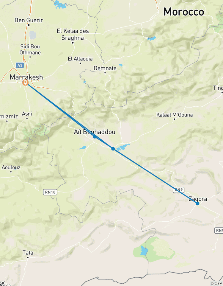 Circuit privé de 2 jours au Sahara : Marrakech à Zagora, sites de l\'UNESCO, randonnée chamelière et camp de luxe circuit