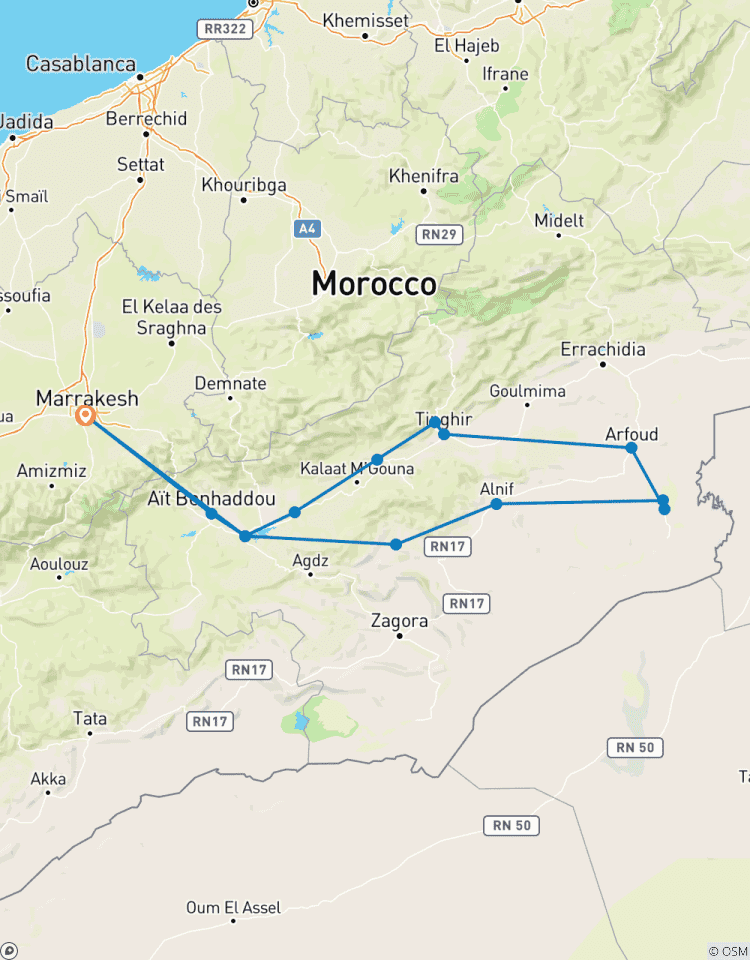 3 jours Maroc Best Tour de Marrakech à Merzouga Sahara Desert et retour circuit