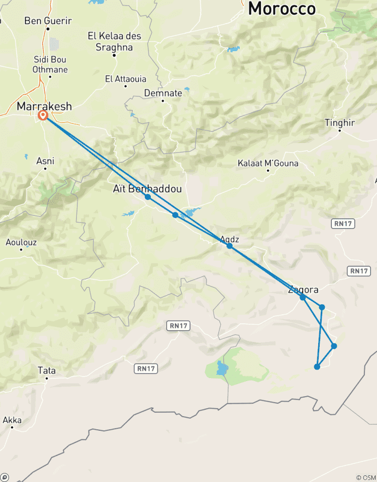 Sahara-Trekking 6 Tage (Wanderung mit Nomaden und Kamelen) Rundreise