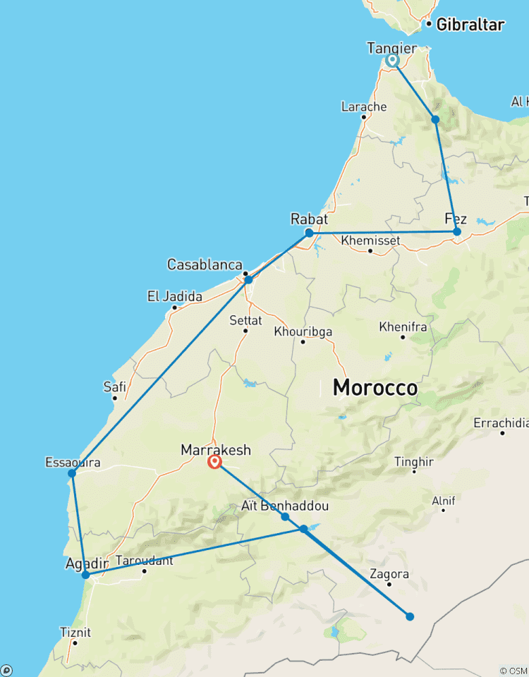 12-daagse reis van de poort van Tanger naar de magie van Marrakech-rondreis