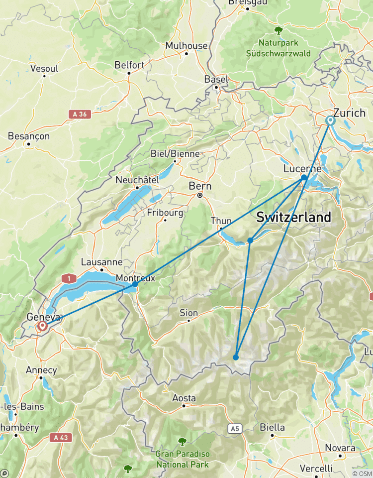 Grand tour de Suisse - 14 jours circuit