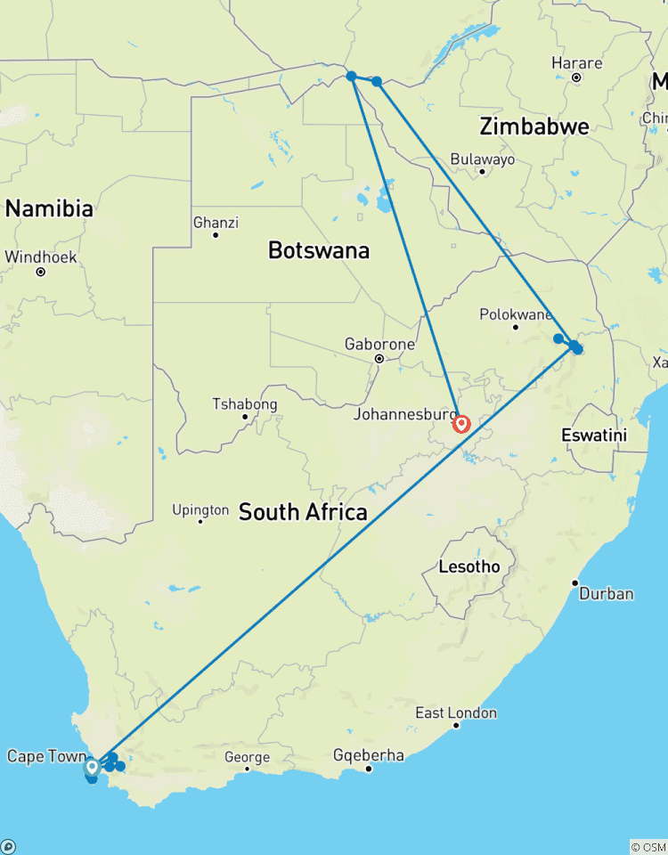 Cap, Safari et Chutes : De l\'Afrique du Sud aux chutes Victoria - 9 jours circuit