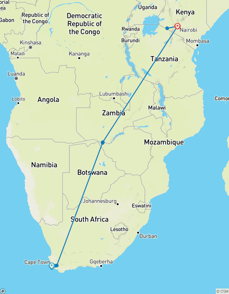 Safari des joyaux de l\'Afrique : Le Cap, les chutes Victoria et le Masai Mara - 10 jours circuit