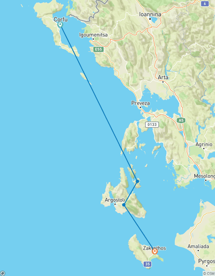 Circuito De Isla en Isla en el Mar Jónico | Corfú - Ítaca - Cefalonia - Zante | 9 Días | Grecia