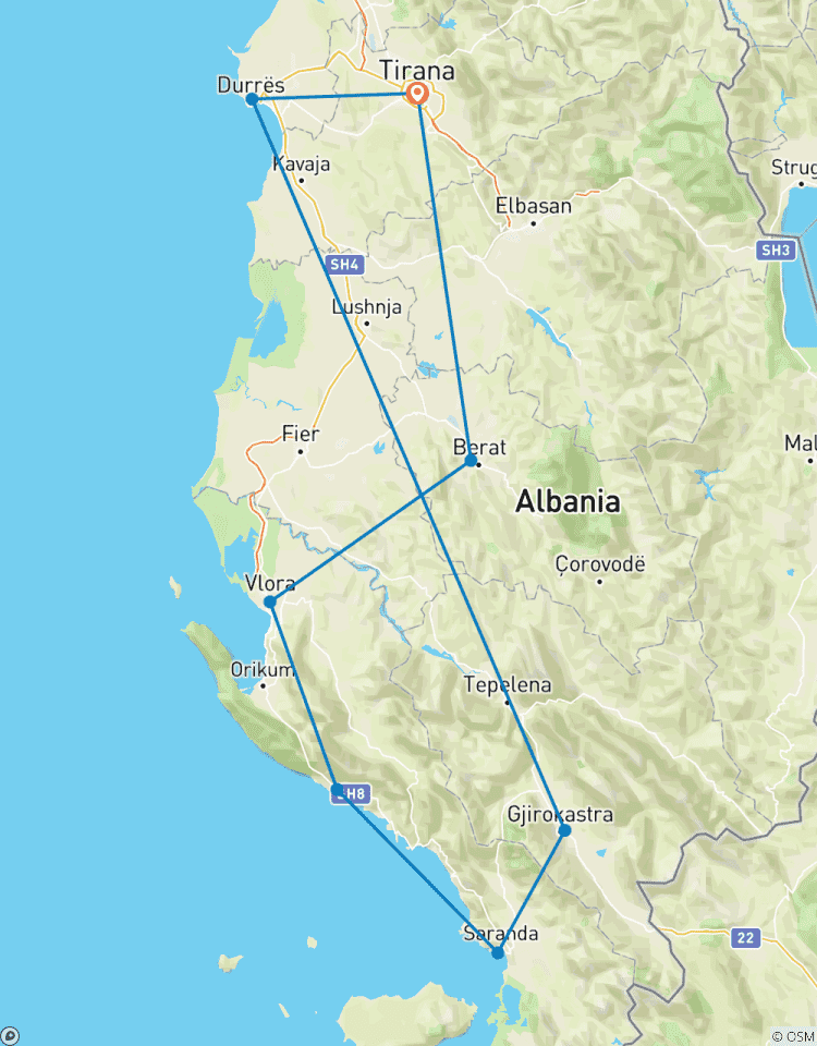 Circuito Excursión de fin de semana largo de 3 días por lo más destacado de Albania