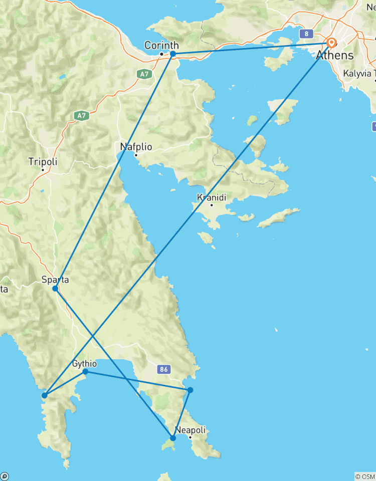 Circuito Excursión guiada en bicicleta eléctrica por el Peloponeso Meridional: Areópoli, Monemvasia, Elafonisos, Cuevas de Diros y Mystras