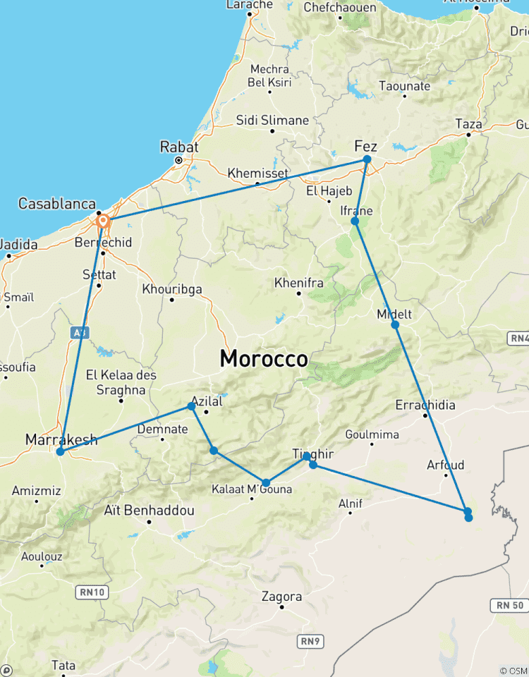 9 jours de découverte du désert et des montagnes du Maroc au départ de Casablanca circuit