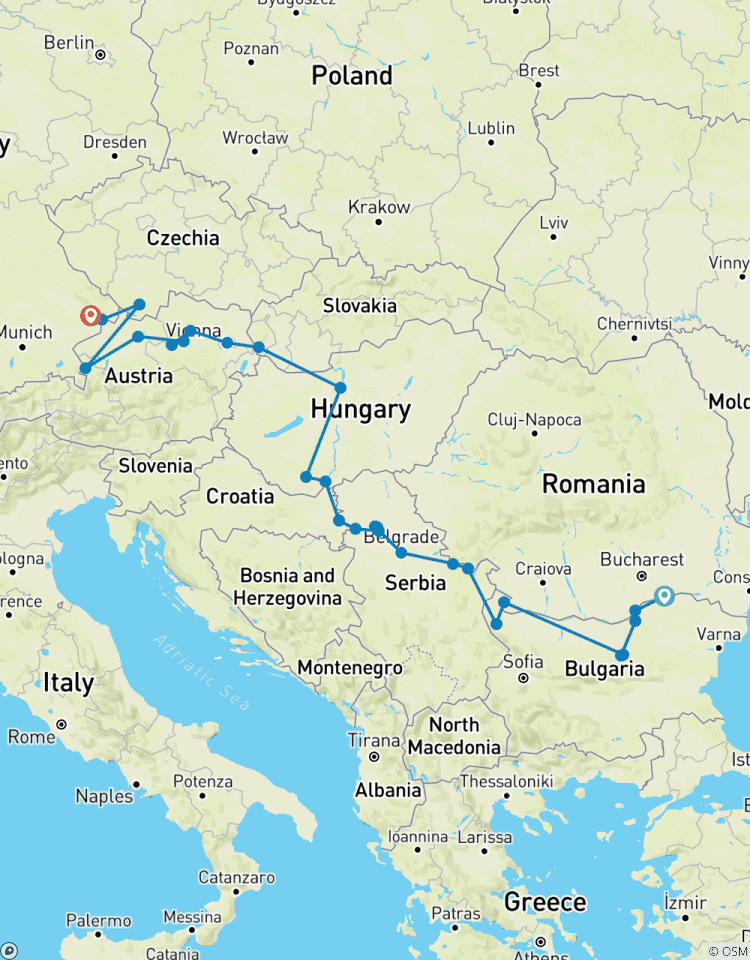 Die Donau von Rumänien nach Deutschland Rundreise
