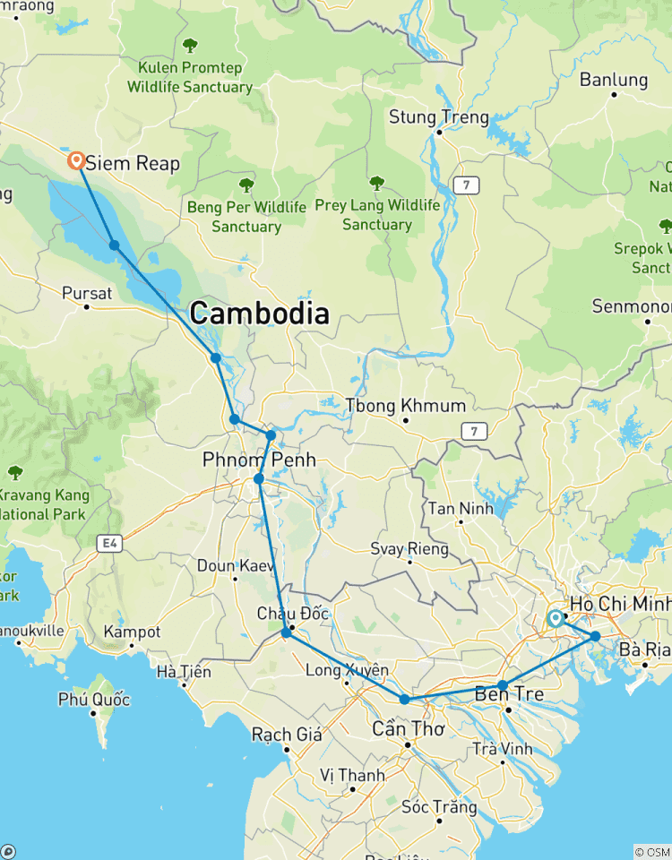 Du delta du Mékong à Siem Reap (croisière de port à port) (including Cu Chi) circuit
