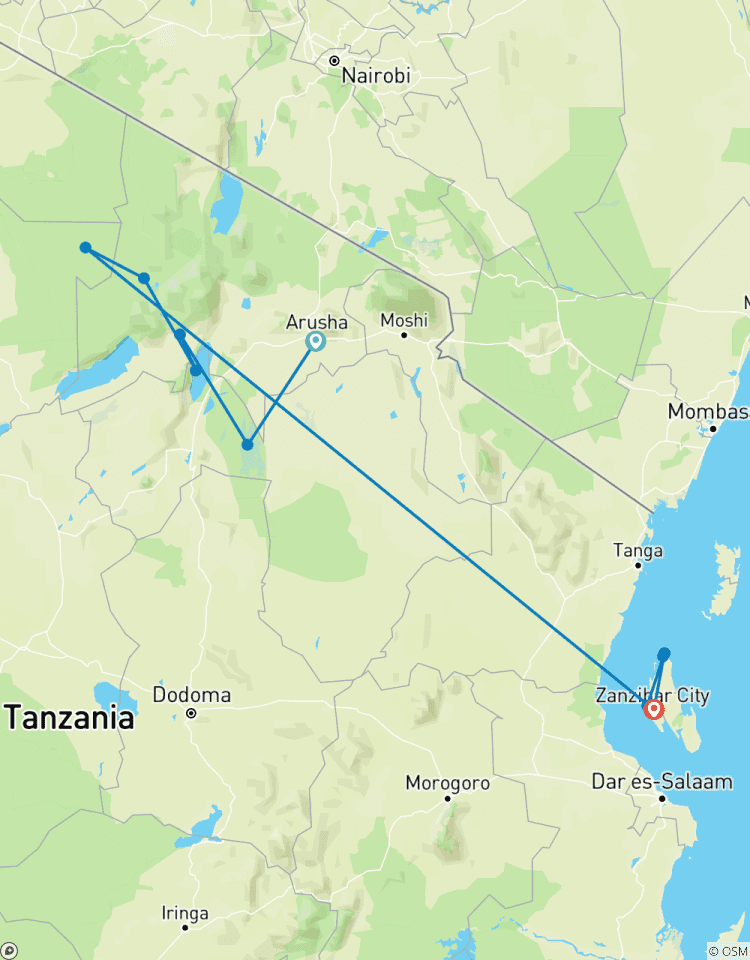 Tanzania Wildlife Expeditie & Strand Excursie Zanzibar-rondreis