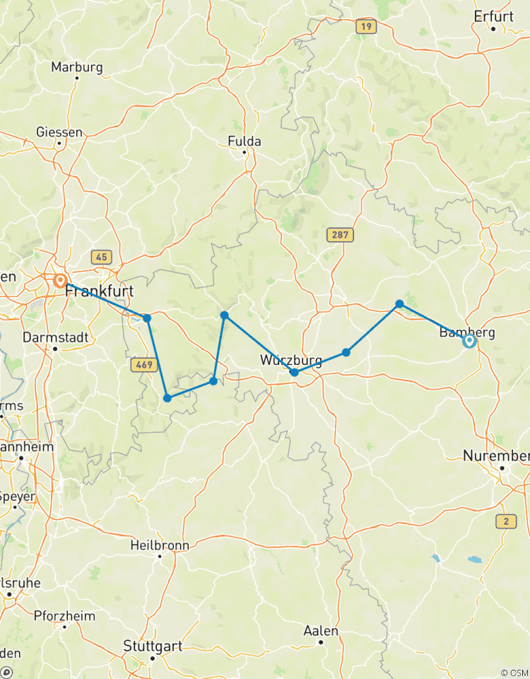 Excursion à vélo sur le Main de Bamberg à Francfort circuit