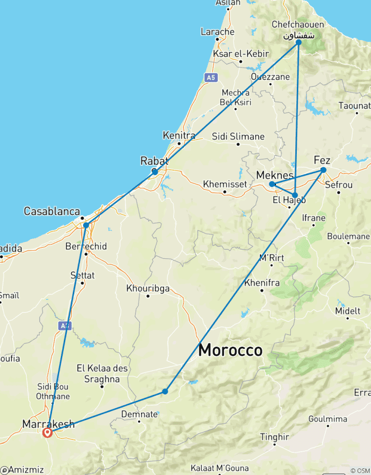 Circuito Tour Privado de 7 Días por las Ciudades Imperiales y las Montañas del Atlas de Marruecos