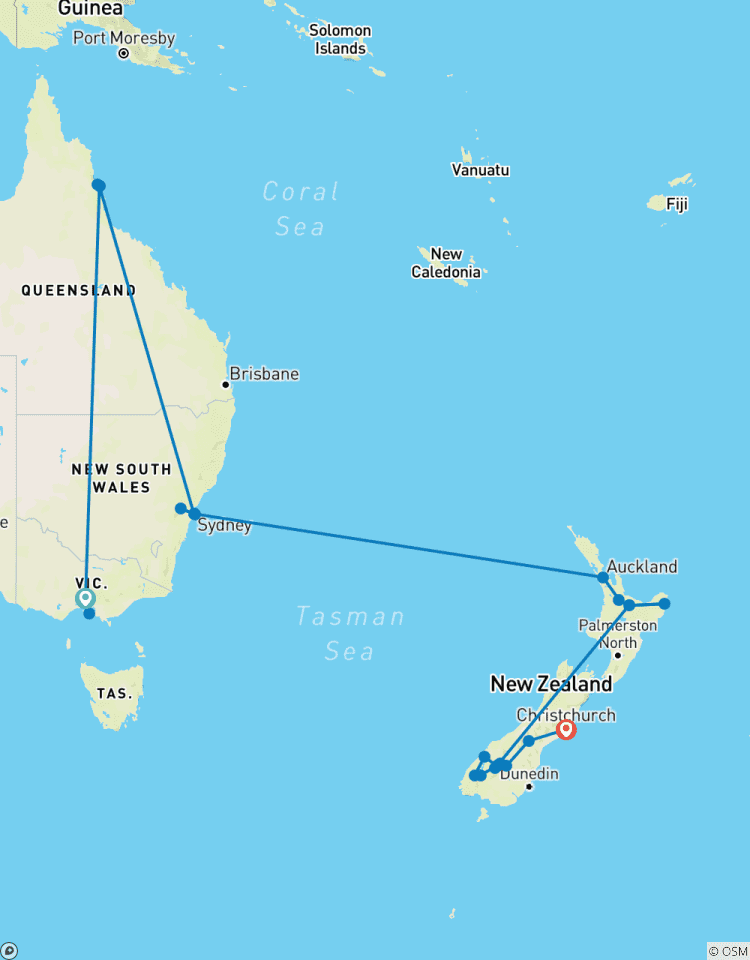 Contraste de l\'Australie et de la Nouvelle-Zélande (avec air intérieur) circuit