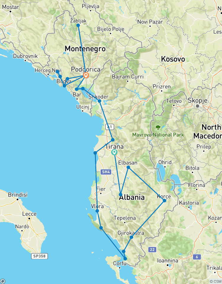 Reise durch Albanien und Montenegro - Selbstfahrer-Reise Rundreise