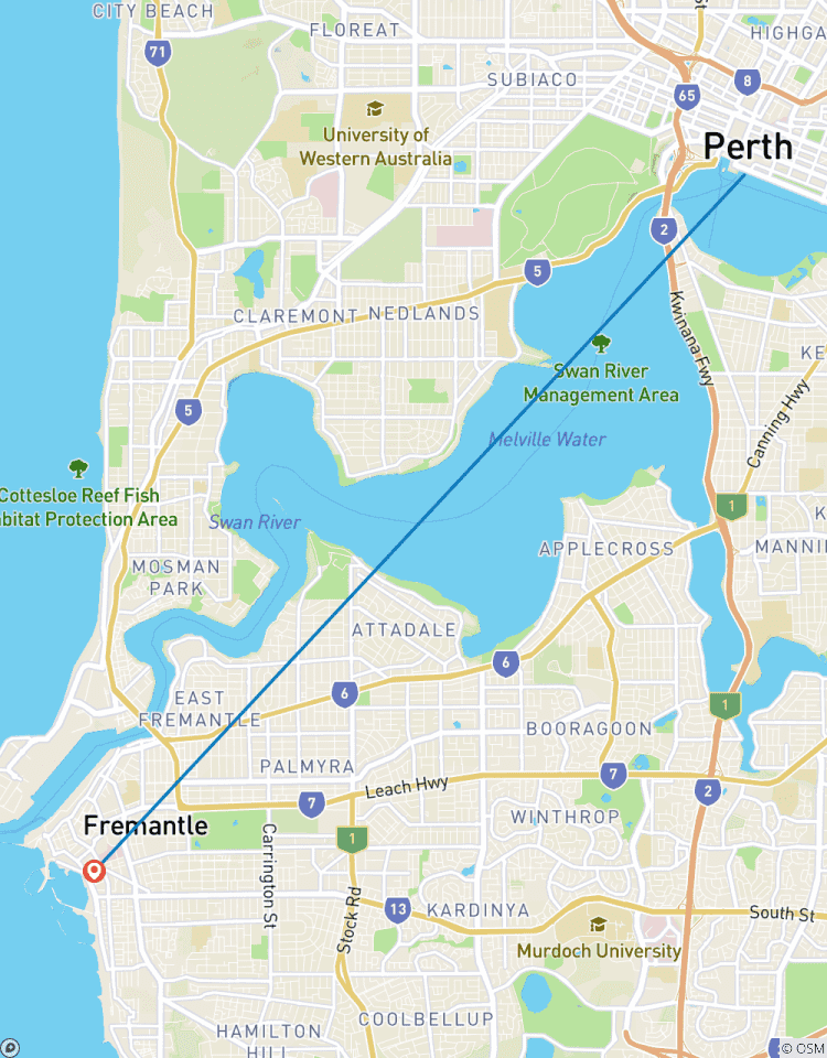 Circuito Excursión por Perth y Fremantle (incluye crucero por el río Swan)