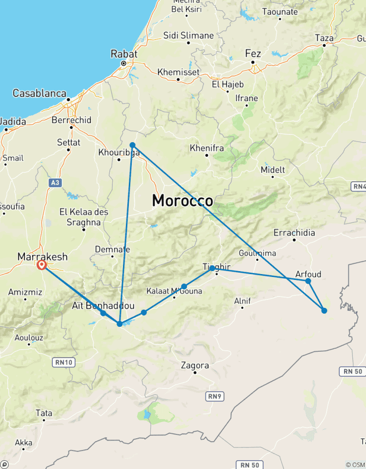 Circuit privé de 3 jours dans le désert du Sahara au départ de Marrakech avec promenade à dos de chameau et campement de luxe circuit