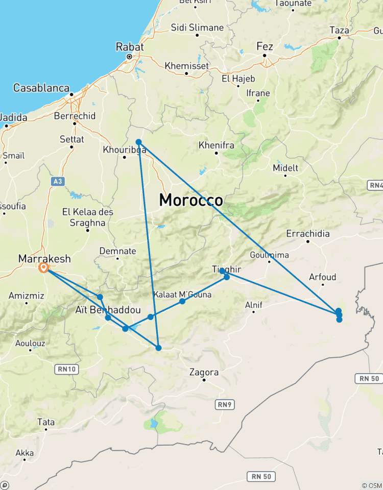 Circuit privé de luxe de 8 jours dans le sud du Maroc : Marrakech, Sahara et au-delà circuit