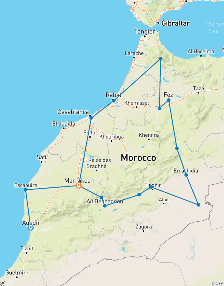 12-Day Private Tour :Agadir/Essaouira/Marrakech/Casablanca/Fes/Chechaouen/Desert Tour