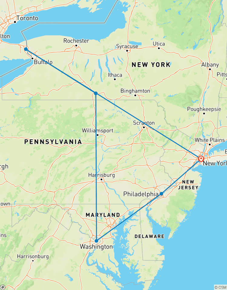 6-Day US East Coast High 6-Day US East Coast Highlights: New York+Philadelphia+Washington D.C. + Niagara Falls(Bilingual:Chinese+English) Tour
