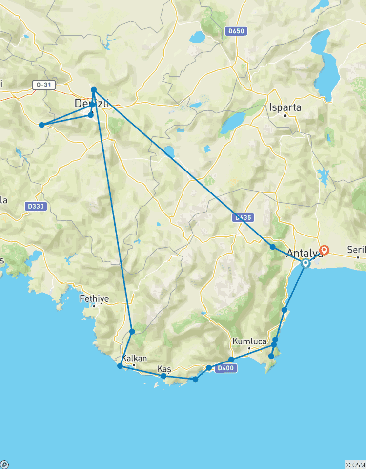 Circuito Antalya, Pamukkale y Kas, en coche
