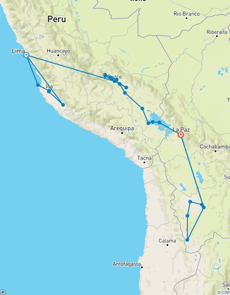 Het beste van Peru & Bolivia Budget: Lima, Paracas, Huacachina, Nazca Lijnen, Cusco, Heilige Vallei, Machupicchu, Regenboogberg, Humantay Meer of Moray & Zoutmijnen, Titicaca Meer, Copacabana, Zonne Eiland, Uyuni Zoutvlaktes & Alle Lagune-rondreis