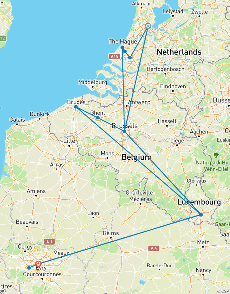 9 Day- Amsterdam, Brussels ,Luxembourg and Paris By Train Tour
