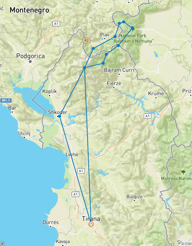 Die Balkan Peaks geführte 10 Tage in 3 Ländern ab Tirana Rundreise