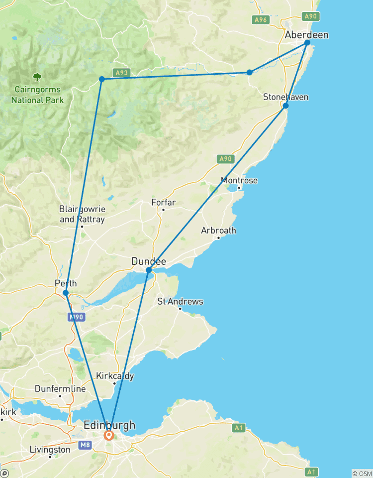 Circuito Aberdeenshire, Castillo de Balmoral y Costa Noreste