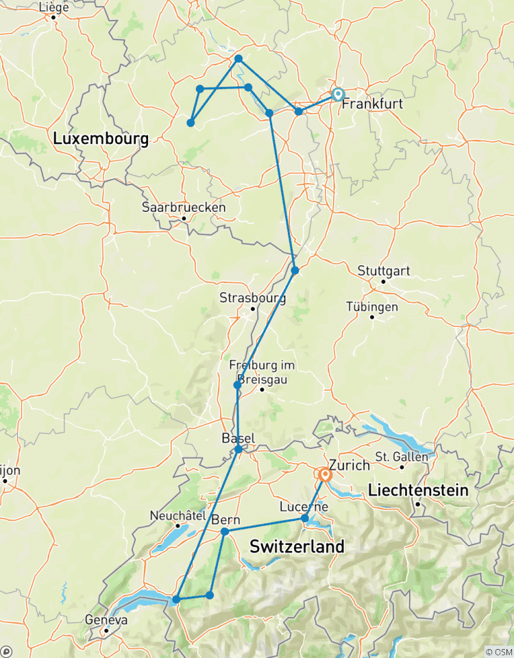 Circuito Encantadores Castillos y Viñedos del Rin y el Mosela con Suiza 2026 - 12 Días (from Fráncfort del Meno to Zúrich)