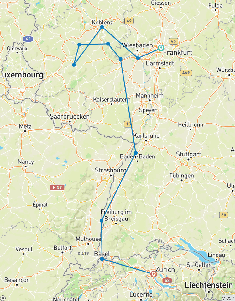 Circuito Encantadores Castillos y Viñedos del Rin y el Mosela 2026 - 8 Días (from Fráncfort del Meno to Zúrich)