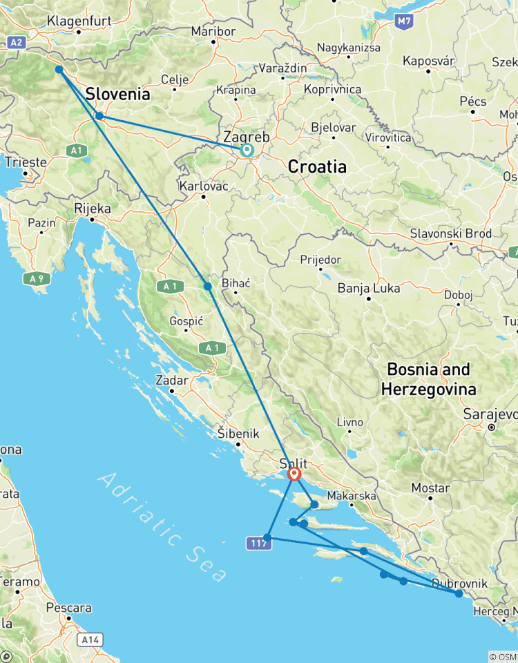 Découvrez la Croatie et la Slovénie par voie terrestre et maritime (pays multiples) circuit