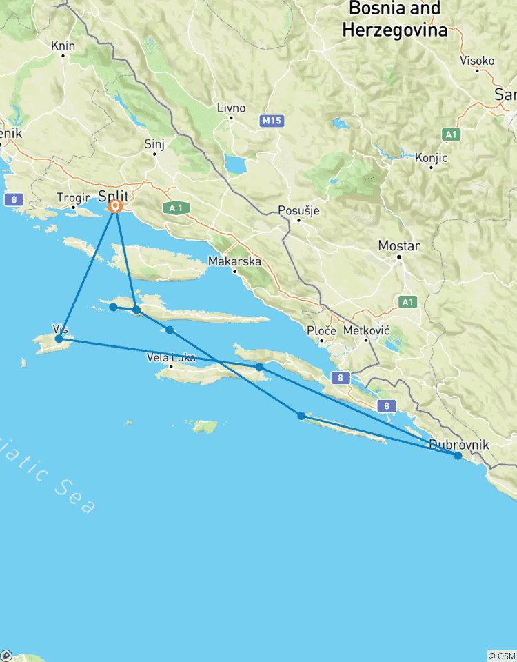 Magnifique croisière en Dalmatie, 8 jours sur un yacht de luxe circuit