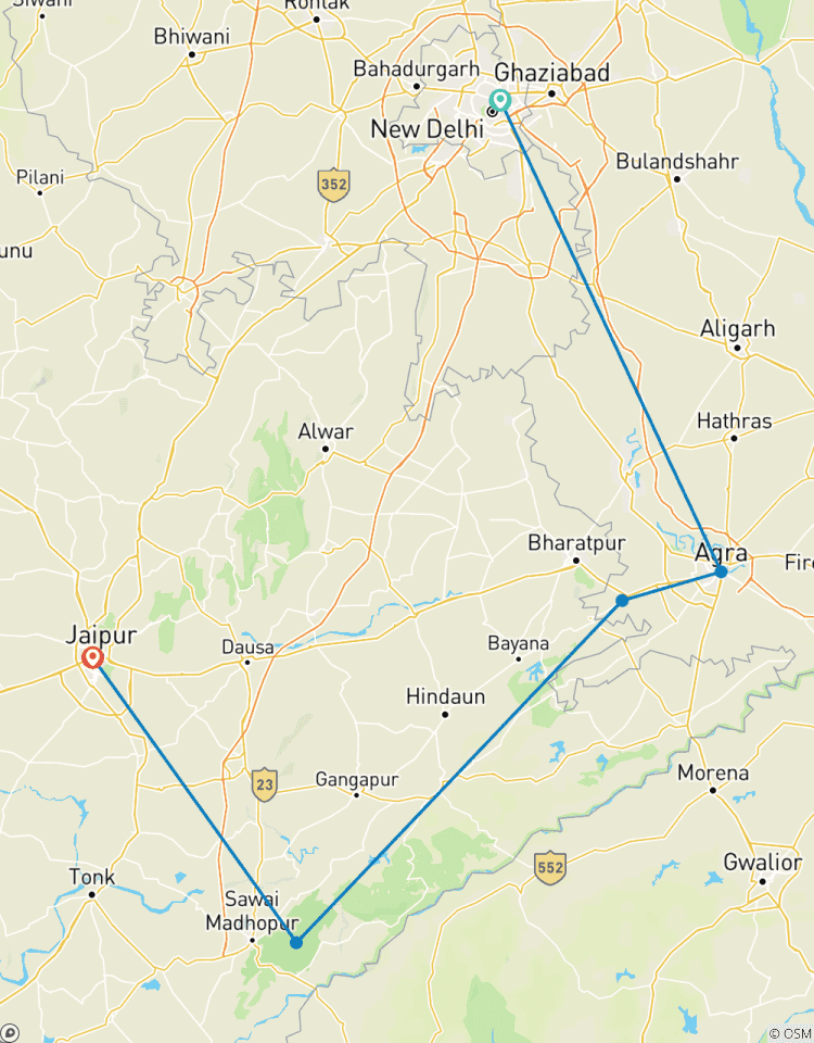 5 Nächte Goldenes Dreieck mit Tiger / Ranthambore ( Delhi & Agra & Ranthambore & Jaipur ) Rundreise