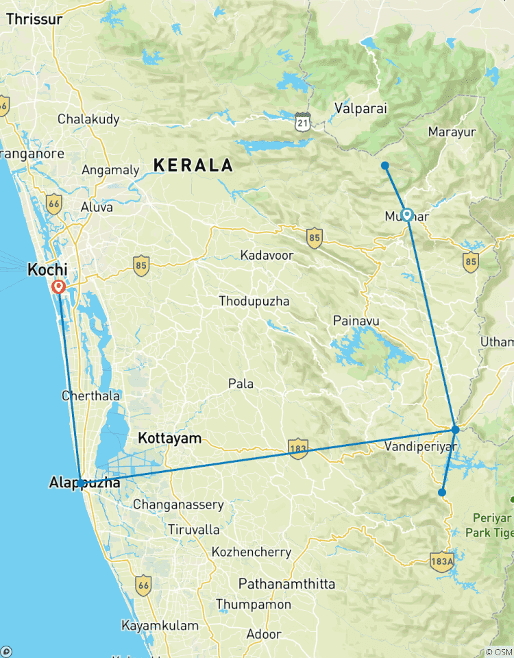 Cochin : Circuit de 5 jours au Kerala avec Munnar, Thekkady et Alleppey ! circuit
