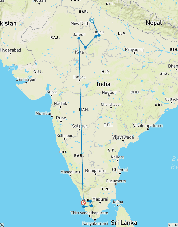 Circuito Triángulo de Oro con Tigres y lo Mejor de Kerala