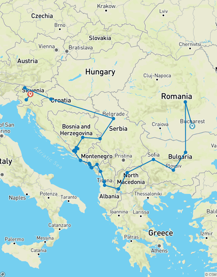 Circuit culturel de 17 jours dans les Grands Balkans circuit