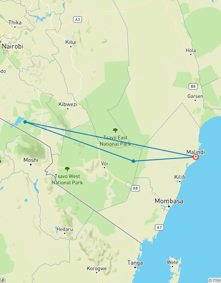 Kenia: Epos von Tsavo West, Amboseli und Tsavo Ost von Malindi aus Rundreise