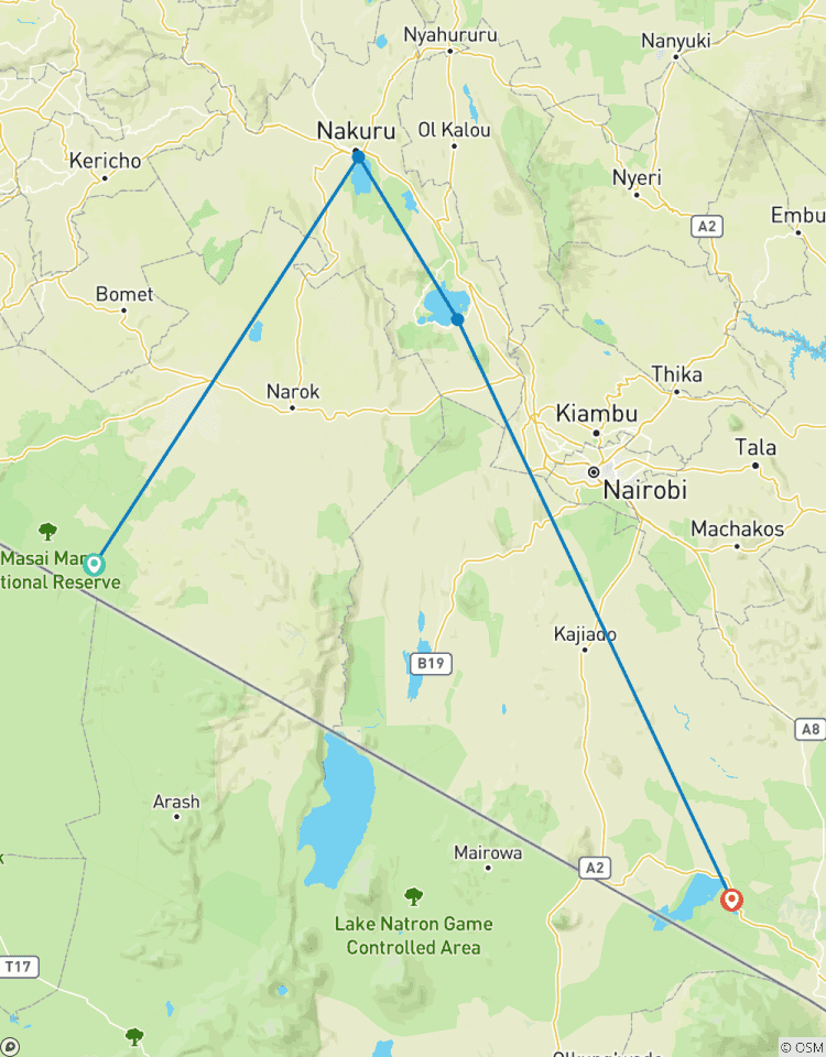 7 Tage 6 Nächte Kleingruppenreise-Safari mit gehobener Unterkunft in die Masai Mara, Lake Nakuru, Lake Naivasha /Hell\'s Gate und Amboseli Nationalparks Rundreise