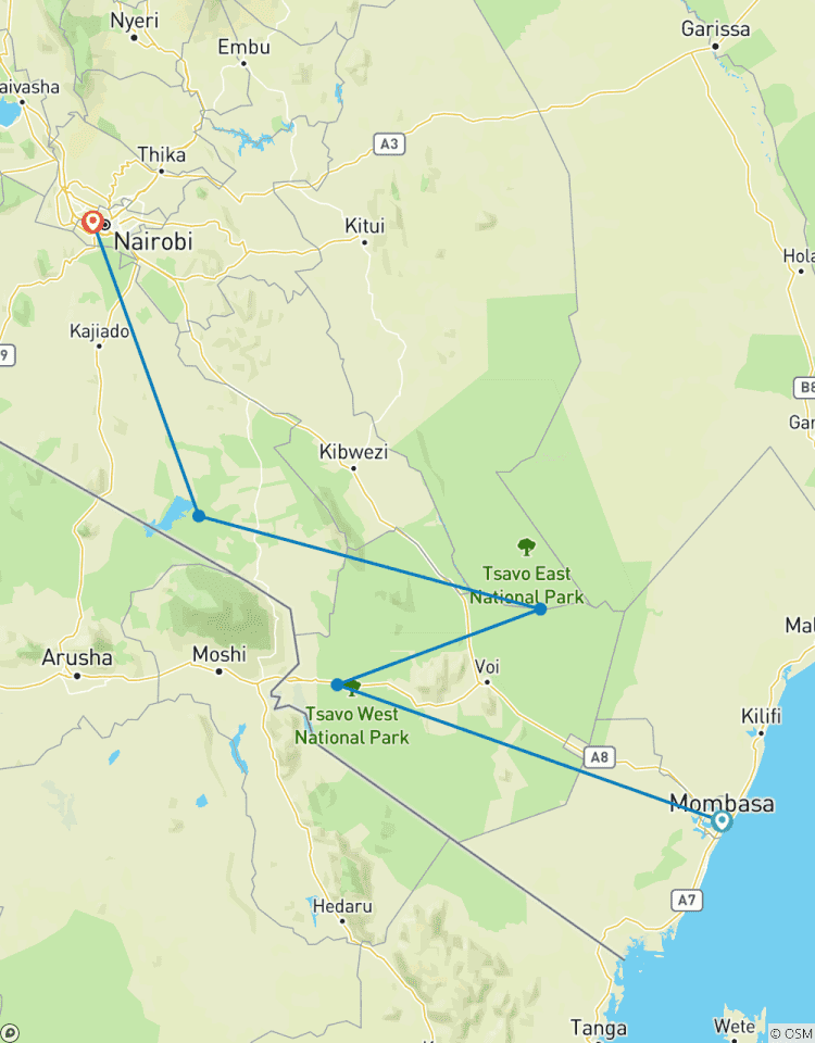 Kenya: 5-Day Mombasa/Tsavo East/Tsavo West/Amboseli/Nairobi Tour